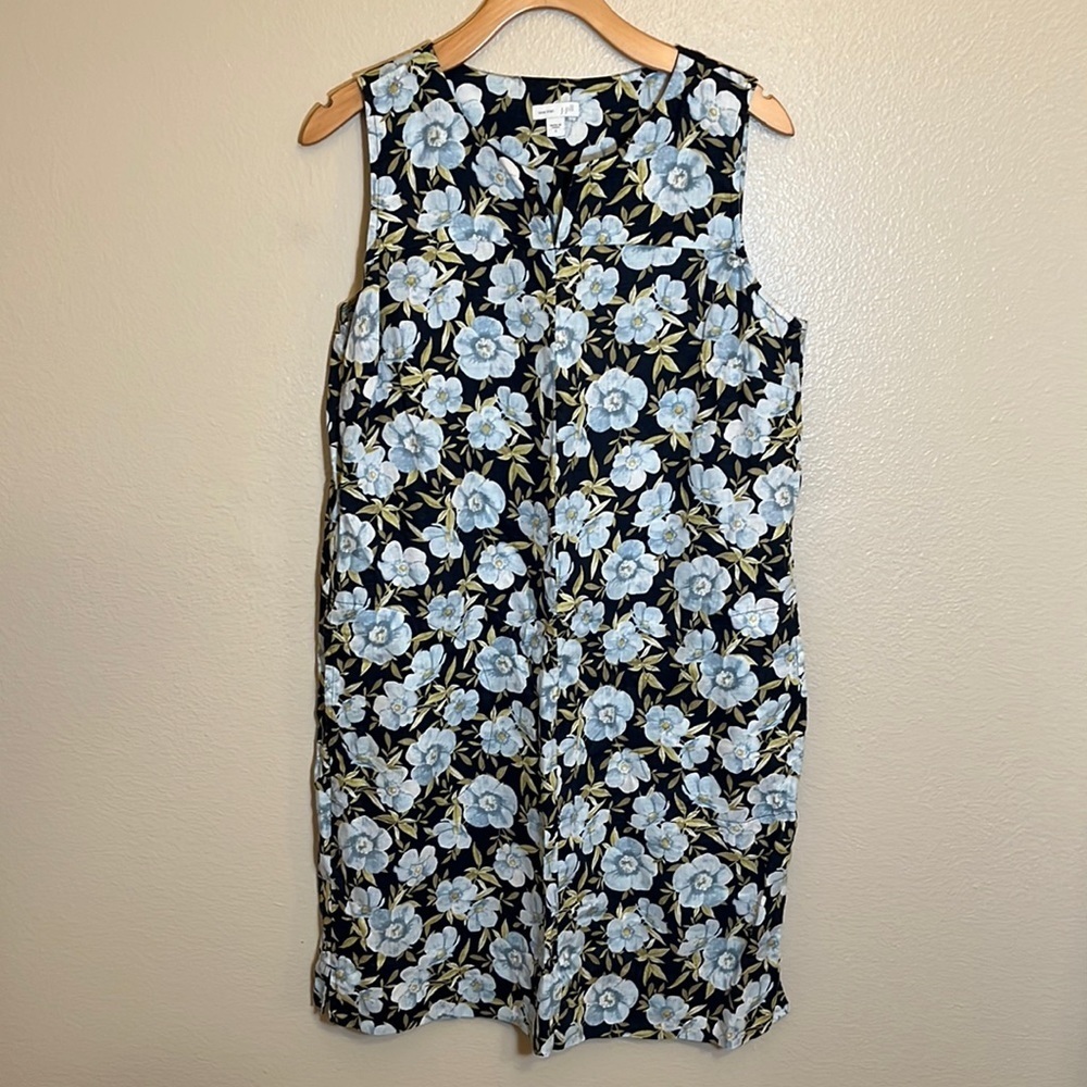 J. Jill Black and Blue Floral Midi Dress